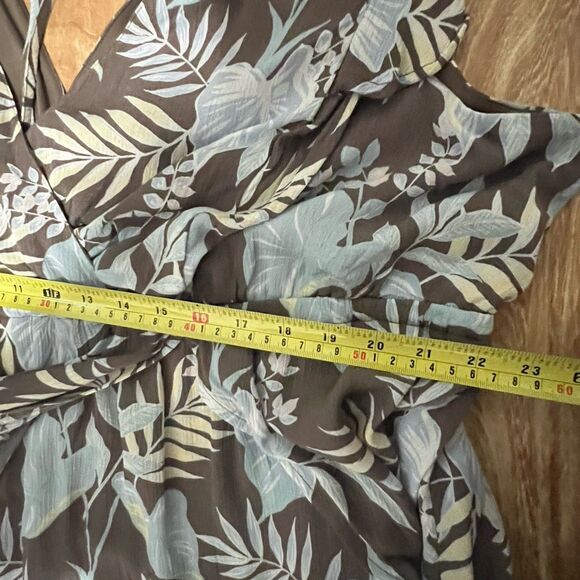 Torrid Walk-Through Gauze Maxi Romper Dress Shorts Size 4 / 4X Blue Floral Mint - Picture 8 of 11
